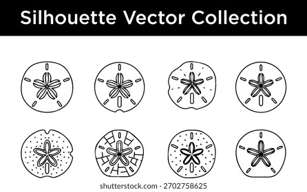 Collection of Sand Dollar Silhouettes Vector Art