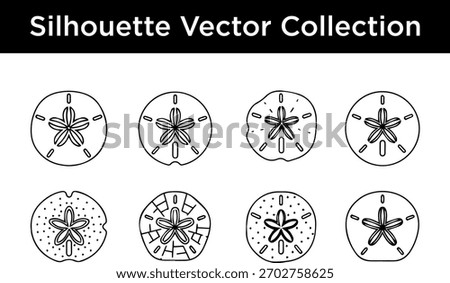 Collection of Sand Dollar Silhouettes Vector Art