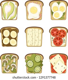 Collection of sandwiches. Healthy food