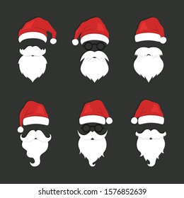 Collection Of Santa Claus Beard With Christmas Hat