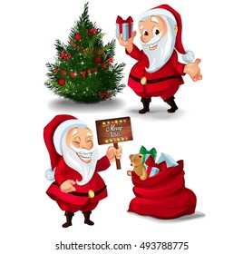 Collection of Santa Claus characters. Christmas celebration