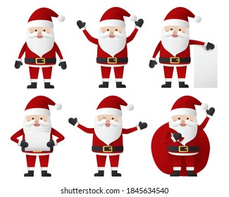 Collection of Santa claus characters with different emotions isolated on white background.  Merry christmas and happy new year_1