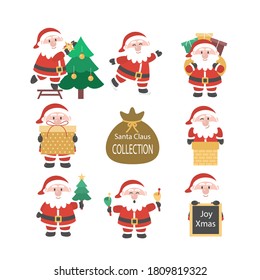 Collection of Santa Claus Flat Vector