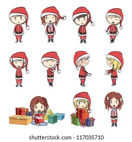 Collection of Santa Claus. Vector design.