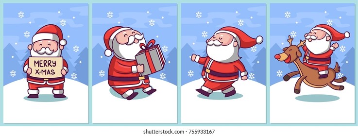 Collection of Santa Clause Cartoon Style for Christmas Card or else