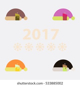 collection of Santa hat Vector illustration Santa hat and candle