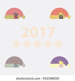 collection of Santa hat Vector illustration Santa hat and candle