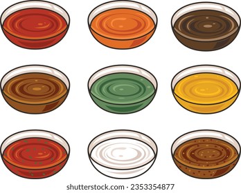 collection of sauces, Cream ,Curry 