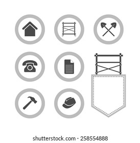 Collection of Scaffolding round icons for web site, Vector Illustrations isolated on white background
