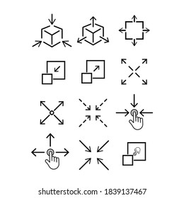 collection Scale Related Vector Line Icons like Increase, Decrease, Resize and more. Editable Stroke.eps 10