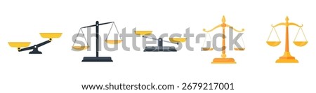 Collection of scales and libra. Vector objects isolated on white.