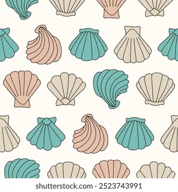 Collection of Scallop Vector Seamless Pattern illustration for Print, Wallpaper, Decoration.