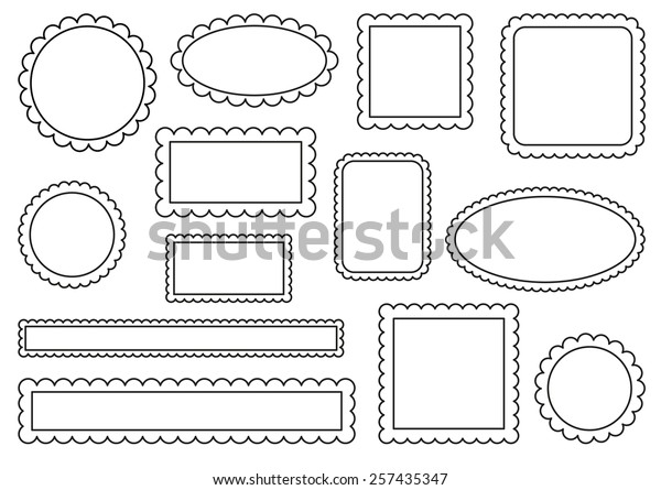Collection Scalloped Frames Stock Vector (Royalty Free) 257435347 ...
