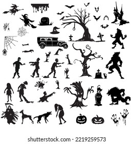 collection of scary silhouettes for helloween