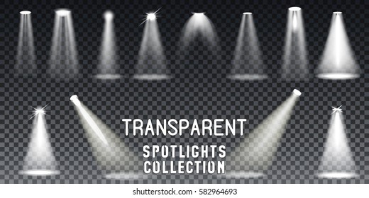 Collection Scene illumination big collection, transparent effects. Bright lighting with spotlights.