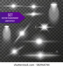 Collection Scene illumination big collection, transparent effects. Bright lighting with spotlights.