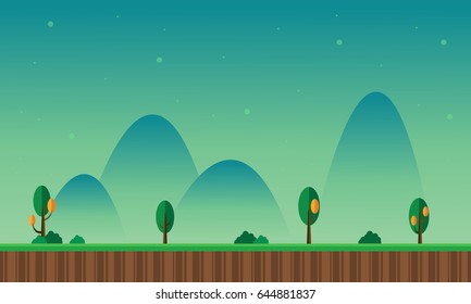 Collection scenery with green background