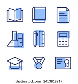 Kollektion von Symboldesigns für Schule und Lernen