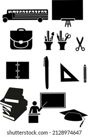 collection of school and office icon clip vector