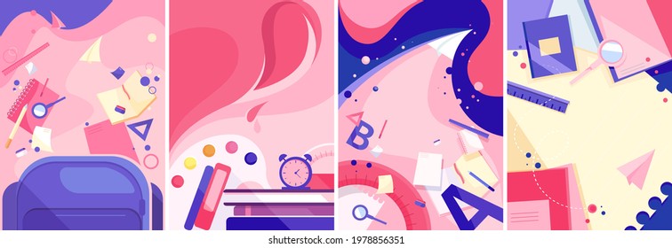 Collection of school posters. Flyer templates in different designs.