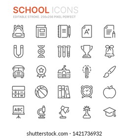 Collection of school related line icons. 256x256 Pixel Perfect. Editable stroke