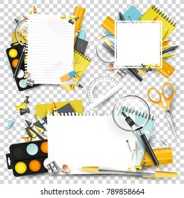 Collection of school scrapbook backgrounds and elements