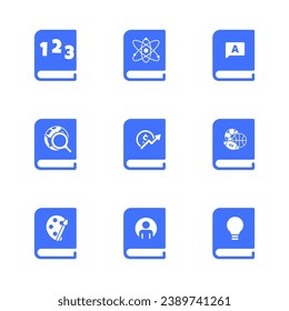 collection of school textbook icon designs