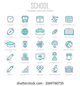 Collection of school thin line icons. Vector eps10