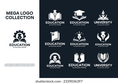 Collection of School and university logo design badge.