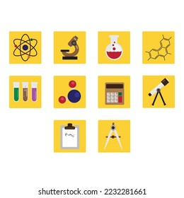 collection of science icon vector