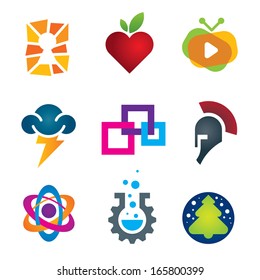 Collection of science innovation warrior symbol design logo for creativity brain games entrepreneur abstract art business icon