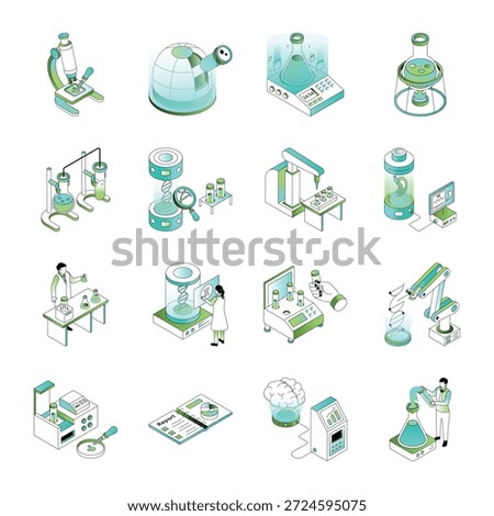 Collection of Science Isometric Style Illustrations 

