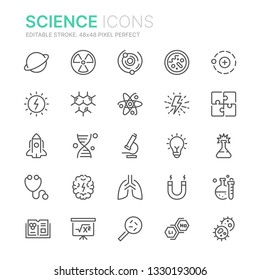 Collection of science line icons. 48x48 Pixel Perfect. Editable stroke