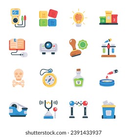 Collection of Science Study Flat Icons 

