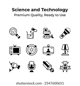 Collection of science and technology premium quality icons