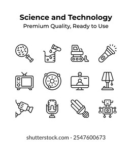 Collection of science and technology premium quality icons