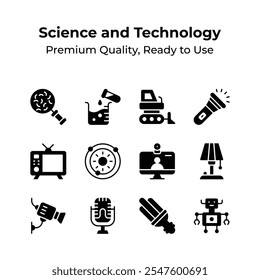 Collection of science and technology premium quality icons