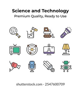 Collection of science and technology premium quality icons