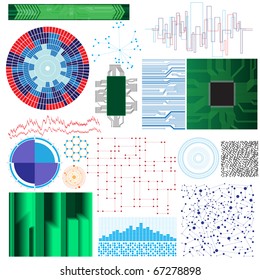 Collection of science and technology theme vector patterns and graphic elements. Eps10
