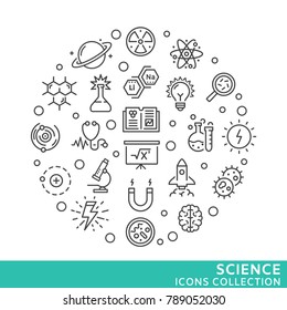 Collection of science thin line icons
