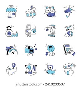 Collection of SCM and Logistics Doodle Icons  

