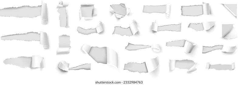 collection scrap of paper. sheets of white paper. Vector illustration