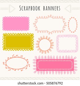 Collection of scrapbook banners. Vector illustration.