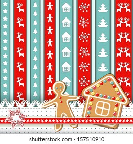 Collection for scrapbook. Red-green borders. Vector.