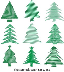 Collection Scribble Christmas Tree Designs Stock Vector (Royalty Free ...