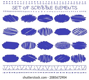 Collection of scribbled lines in hand drawn style. Vector illustration EPS8