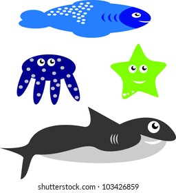 Collection of sea animals in vectors
