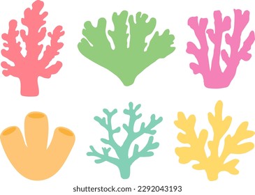 Collection sea coral vector illustration