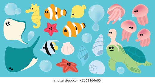 a collection of sea creatures