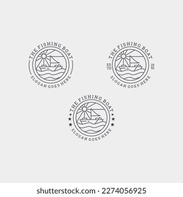 Collection of Sea Fishing Boat Logo icon Template .